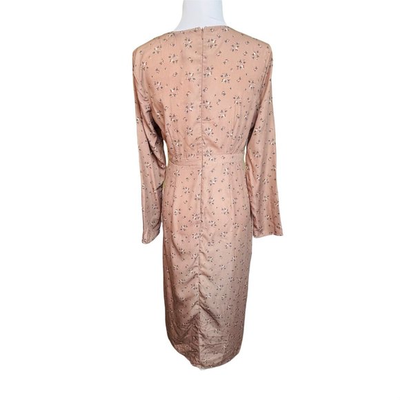 Missguided Brown Floral Plunge Split Midi Dress NWT Size 6 - Picture 3 of 9